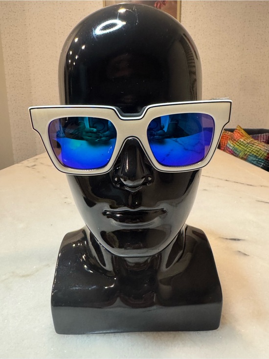 Accessories - White Frame Sunglasses with Blue Mirrored Lenses